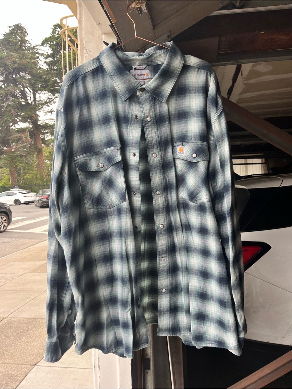 Carhartt Men's Blue Plaid Flannel Shirt